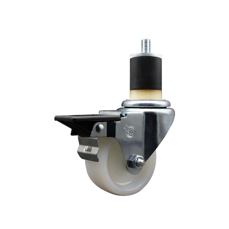 Service Caster 3'' Nylon Swivel 1-7/8'' Expanding Stem Caster with Brake SCC-EX20S314-NYS-PLB-178